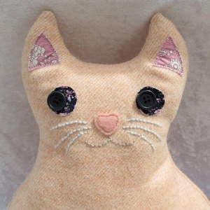 Cat cushion, cat pillow, made from tweed, cat shaped cushion, 33cm tall