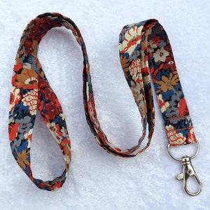 Liberty Tana Lawn Lanyard, with swivel lobster clip, ID holder, autumn, Fall