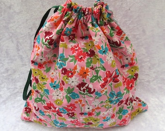 Liberty Lawn pouch,  Liberty Lawn bag, drawstring bag, lingerie bag, lined bag, 22cm x 20.5cm