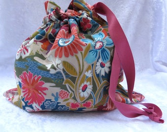 Liberty Lawn Beutel, Liberty Lawn Tasche, Kordelzugbeutel, Dessous-Tasche, gefütterte Tasche, 25cm x 25cm