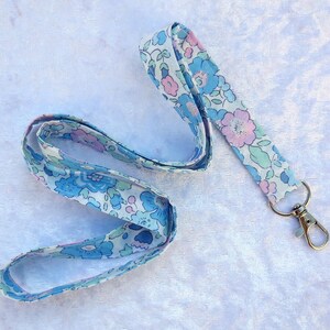 Betsy lanyard, with swivel lobster clip, badge holder, Liberty Tana Lawn Lanyard