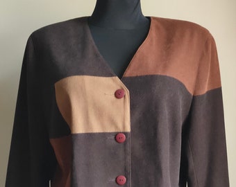 Vintage soft velvet multi-coloured women's ADA Fashion blazer with lining/ Size US 14