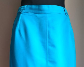 Bright blue vintage Lindex skirt from 90s with lining and elastic waistband/ Size EU 42