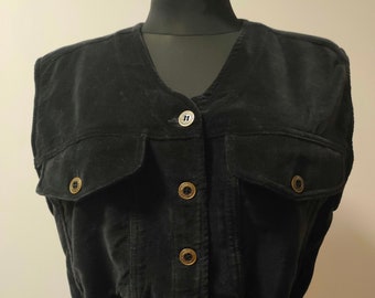 Vintage black velvet women's VITAMIN vest/ Size M