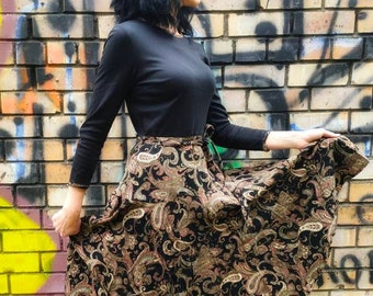 Vintage Paisley Acrylic Dress: 80s Leona Sun Skirt (US 12)