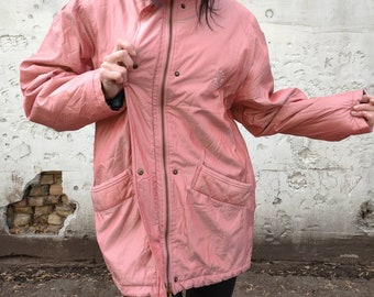 Vintage pink chameleon oversized SKILA 80s jacket with warm lining/ Size EU 36