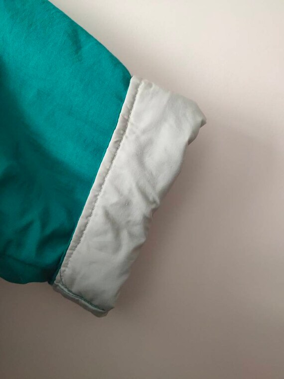 Vintage oversized hooded women's green jacket with wh… Gem