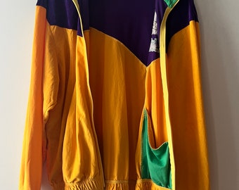 Vintage Reiki knitted velvet yellow, purple and green jacket