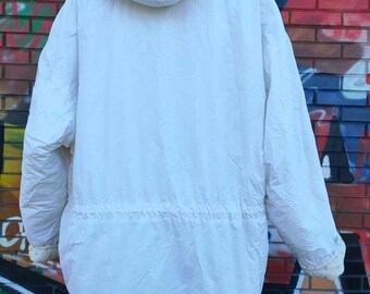 Oversized white vintage J.A.P. jacket with warm lining/ Size EU 40