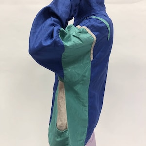 Vintage oversized blue green unisex 80s track jacket/ Size XL