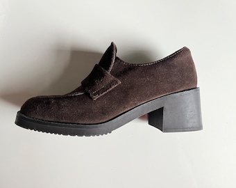 Vintage suede chunky heels Graceland Casual shoes/ Size EU 38