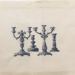 Handgemachte Kreuzstich Antique Silver Kerzenhalter-Set mit 3 fertigen Kreuzstich fertig zum Rahmen