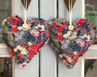 Handmade Liberty Thorpe K  Lavender Hearts Scented Sachets Liberty of London Fabric Set of Two