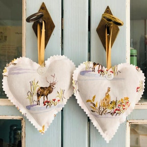 Handmade Liberty Highland Lavender Hearts Scented Sachets Liberty of London Fabric Set of Two image 1