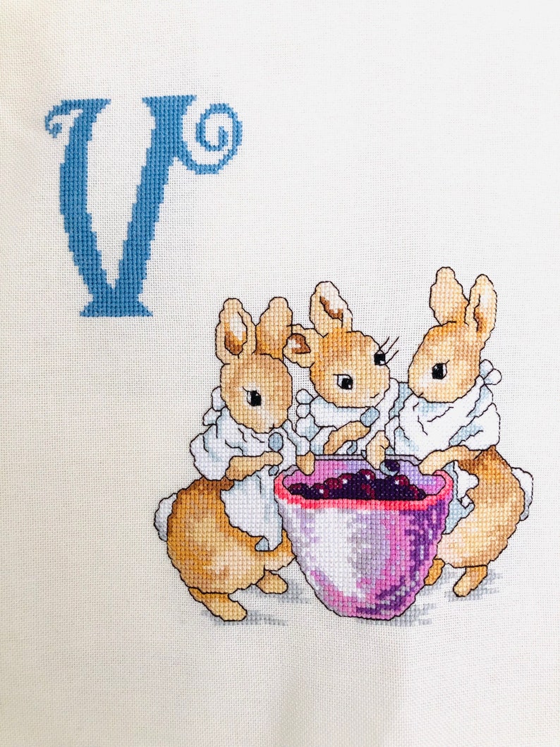 Peter Rabbit Cross Stitch Alphabet Letters L to V Handmade Etsy