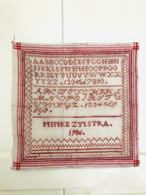 アンティーク ダッチ サンプラー セット：1906年 クロスステッチ刺繍 