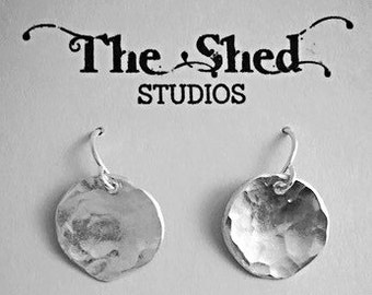 SALE! Silver Disc Earrings, Hammered Silver Earrings, Small Silver Earrings