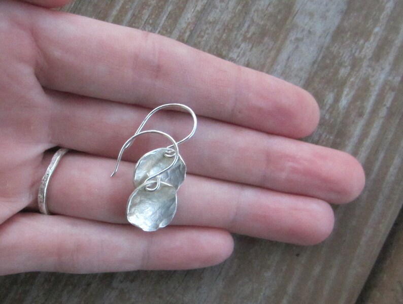 Hammered Sterling Silver Disc Earrings: Small Everyday Jewelry image 5