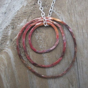 Copper Hoop Necklace, Abstract Copper Circles image 3