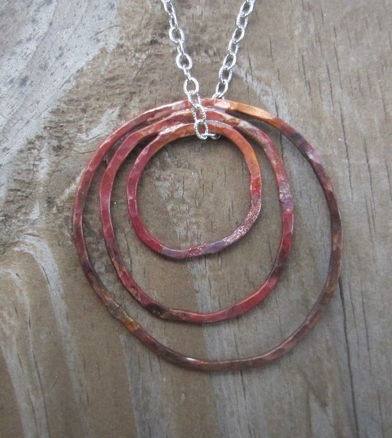 Copper Hoop Necklace, Abstract Copper Circles image 3