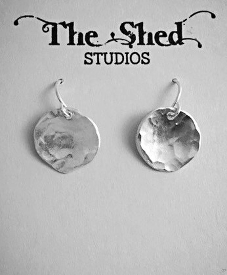 Hammered Sterling Silver Disc Earrings: Small Everyday Jewelry image 3
