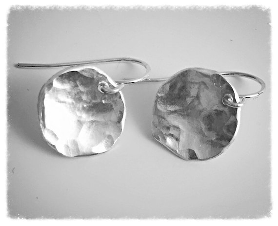Hammered Sterling Silver Disc Earrings: Small Everyday Jewelry