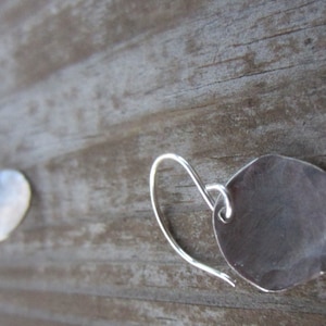 Hammered Sterling Silver Disc Earrings: Small Everyday Jewelry image 4