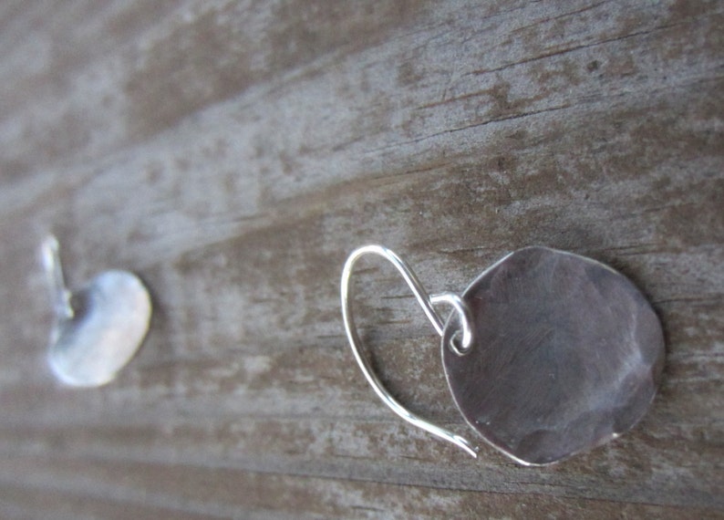 Hammered Sterling Silver Disc Earrings: Small Everyday Jewelry image 4