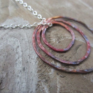 Copper Hoop Necklace, Abstract Copper Circles image 1