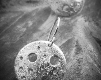 SALE! Holey Earrings, Silver Disc Earrings, Round Silver Earring, Starry Night Earrings  (Large)