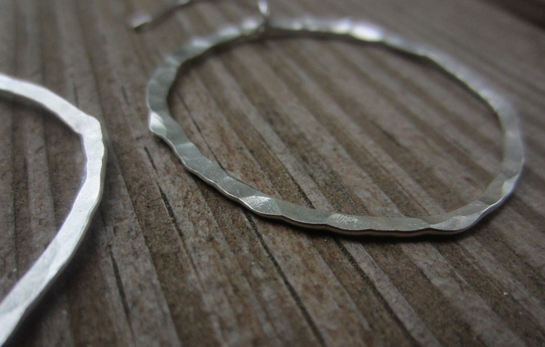 Large Silver Hoops, Hammered Silver Hoops image 5