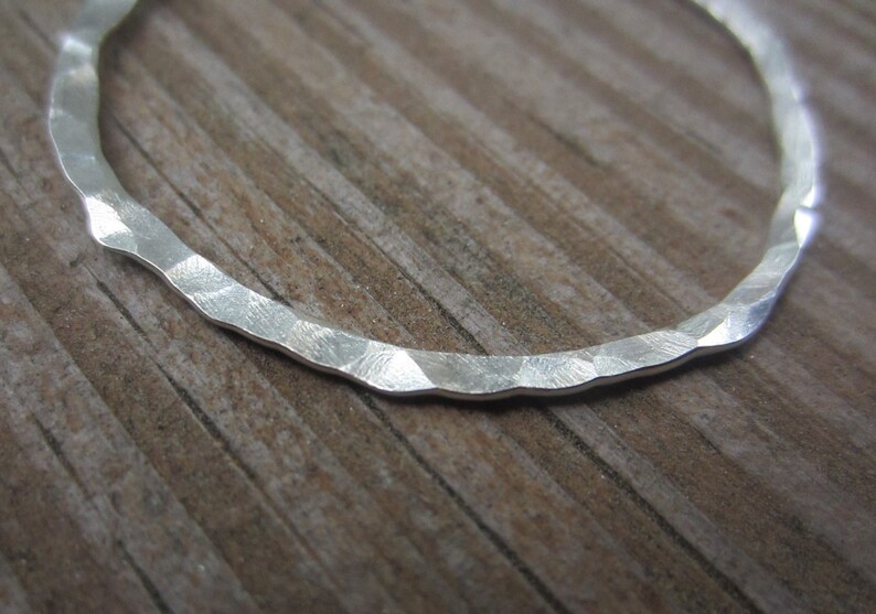 Large Silver Hoops, Hammered Silver Hoops image 4
