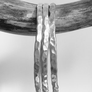 Hammered Silver Bangles, Set of 3 Silver Bracelets