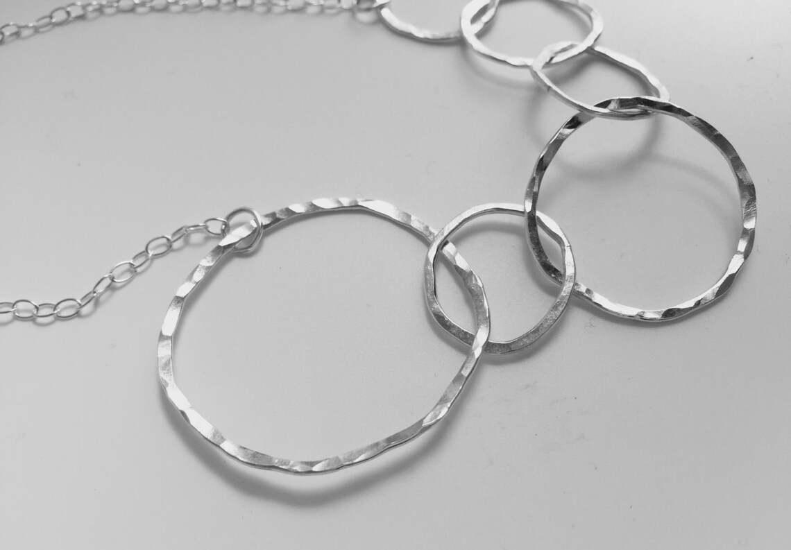 Multihoop Statement Necklace, Silver Hoop Necklace Etsy Australia