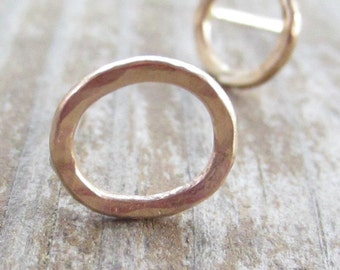 SALE! Little Gold Posts, Small Gold Circle Earrings, Solid 14k Gold