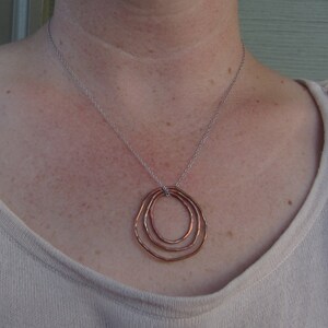 Copper Hoop Necklace, Abstract Copper Circles image 5