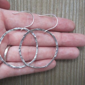 Large Silver Hoops, Hammered Silver Hoops image 3