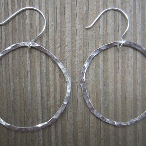 Large Silver Hoops, Hammered Silver Hoops image 2