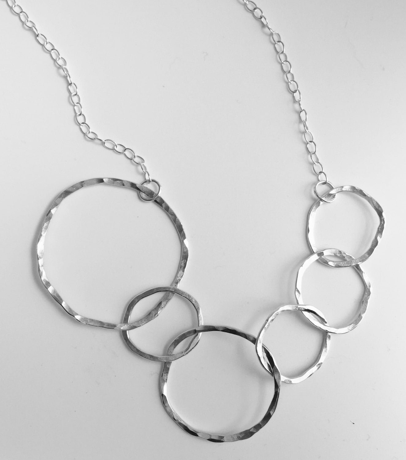 MultiHoop Statement Necklace Silver Hoop Necklace Etsy