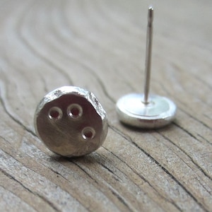 Modern Silver Posts, Organic Silver Pebble Studs