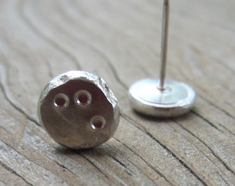Modern Silver Posts, Organic Silver Pebble Studs