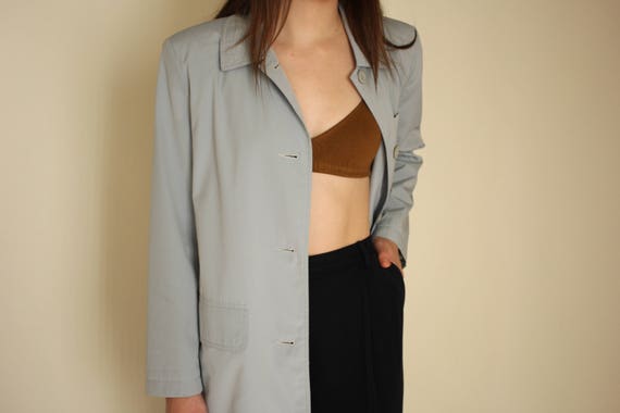 pale blue oversized jacket/ patch pocket plastic … - image 4