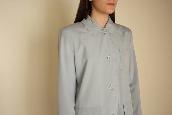 pale blue oversized jacket/ patch pocket plastic … - image 1