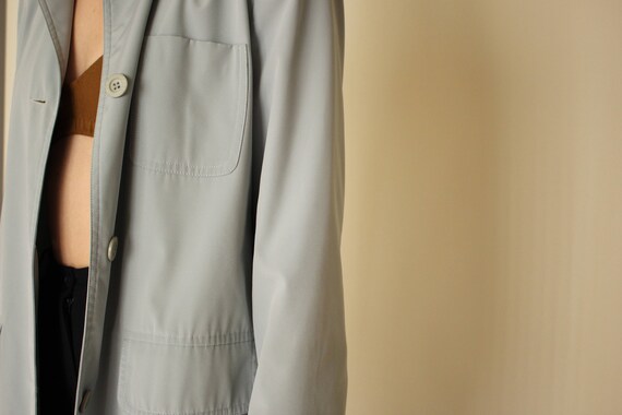 pale blue oversized jacket/ patch pocket plastic … - image 7