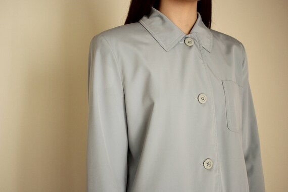 pale blue oversized jacket/ patch pocket plastic … - image 8