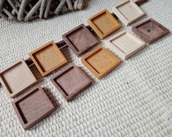 BULK 10 p MINI unfinished square 1.2" x 1.2" picture frame WITHOUT loop,stamp frame,mini photo tray,square blank tray,resin tray,plexi glass