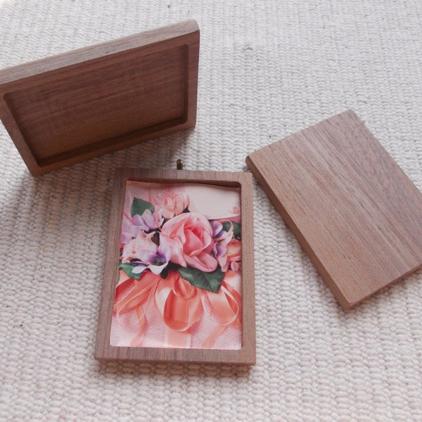 1pc  Unfinished  wood picture/photo frame for craft supply,miniature wood picture tray,natural rustic home decor,resin tray