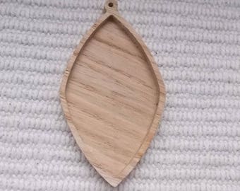 1p unfinished wooden long rombus pendant base with or without loop, blank wooden jewelry setting,wooden bezel cup,wooden art base,resin tray