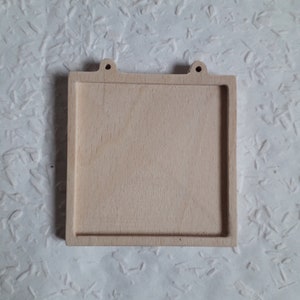 1p unfinished  square mini picture frame with 2&quot;x2&quot; inner cutout,blank square picture tray with 2 loops,square photo frame,square resin tray