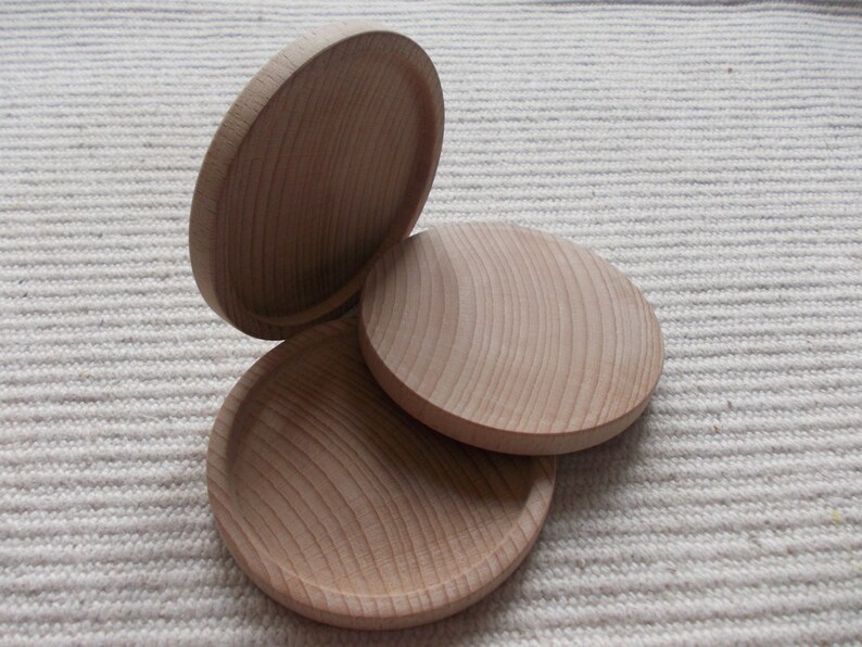 1p unfinished wood round picture tray with 60 or 70 mm Etsy